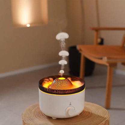 1pc - Volcano Jellyfish Aromatherapy Machine USB Home Office Aromatherapy Ultrasonic Large Capacity Flame Humidifier - Jaazi Intl