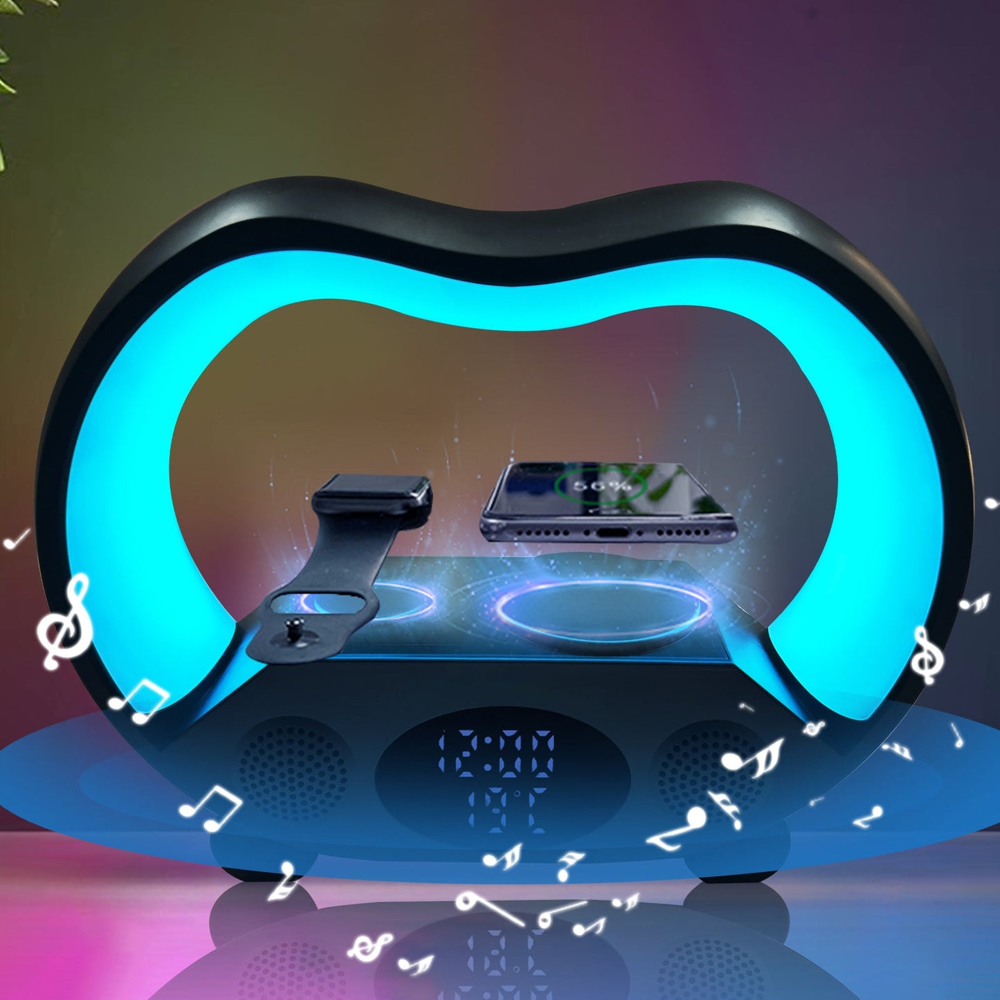 2024 New 6 In 1 Smart Remote Control Bluetooth Ambience Intelligent LED Table Lamp Multi - function Wireless Charger Night Light Bluetooth Speaker - Jaazi Intl