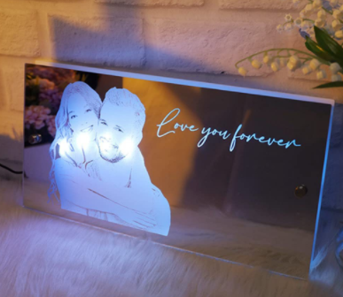 Personalisierte Namensspiegelleuchte für Schlafzimmer, LED-Leuchtspiegel für die Wand, individuelles Foto, Weihnachten, Valentinstag, Hochzeitsgeschenke