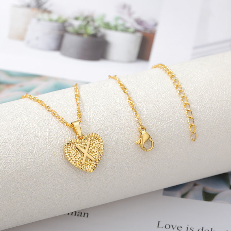 New Product Necklace With Capital English Letters For Women And Men Stainless Steel Chain Gold-plated Clavicle Chain Copper Pendant Jewelry