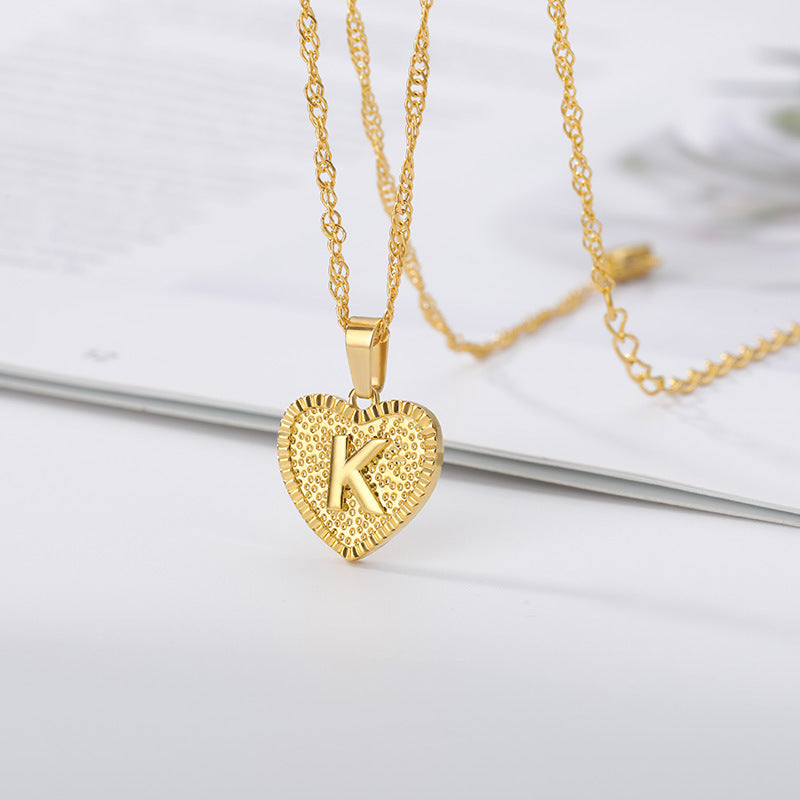 New Product Necklace With Capital English Letters For Women And Men Stainless Steel Chain Gold-plated Clavicle Chain Copper Pendant Jewelry