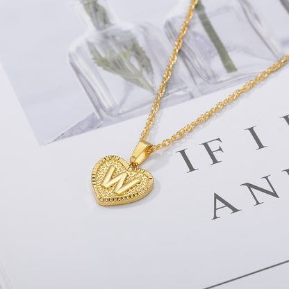 New Product Necklace With Capital English Letters For Women And Men Stainless Steel Chain Gold-plated Clavicle Chain Copper Pendant Jewelry