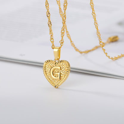 New Product Necklace With Capital English Letters For Women And Men Stainless Steel Chain Gold-plated Clavicle Chain Copper Pendant Jewelry