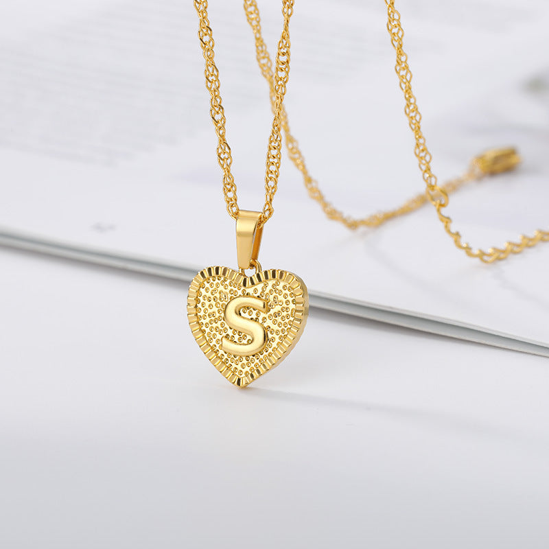 New Product Necklace With Capital English Letters For Women And Men Stainless Steel Chain Gold-plated Clavicle Chain Copper Pendant Jewelry