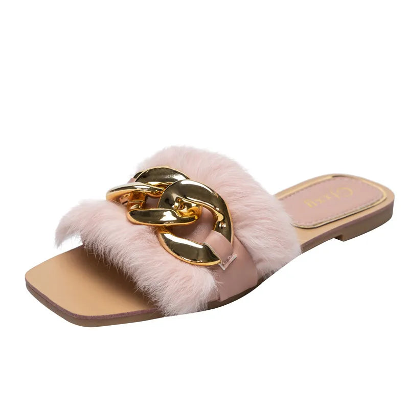 Women Slippers Causal Ladies Square Toe Flat Outdoor - Jaazi Intl