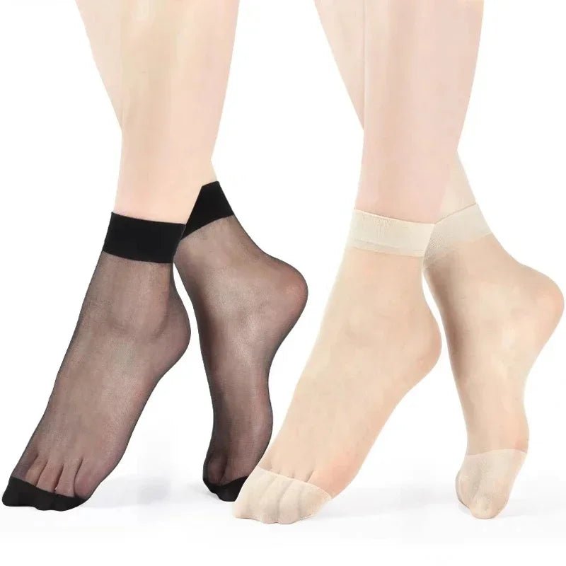 2/40pcs Transparent Summer Socks for Women Ultrathin Nylon Ladies Female Girls Short Ankle Elastic Crystal Silky Invisible Socks - Jaazi Intl