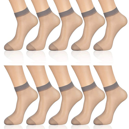 2/40pcs Transparent Summer Socks for Women Ultrathin Nylon Ladies Female Girls Short Ankle Elastic Crystal Silky Invisible Socks - Jaazi Intl