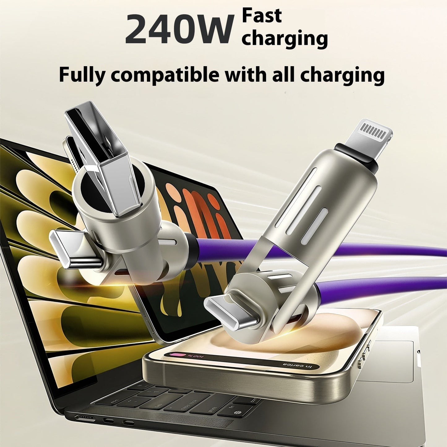 240W Data Cable Fast Charging Two - to - two Charging Cable - Jaazi Intl