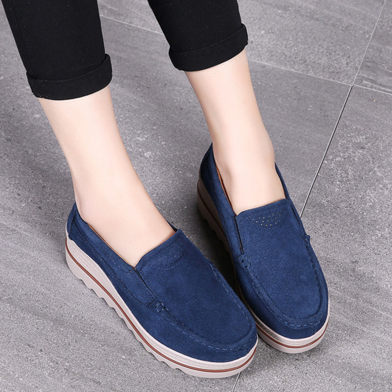 Thick-soled Flat Shoes Anti-slip Suede Height Increasing Shoes For Women