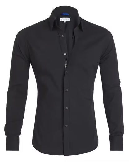 Men's Shirt Zipper Shirt Hidden Fake Button