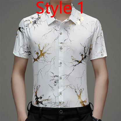 Custom Suit Shirt Men's Summer Short-sleeved Floral Shirt Loose Casual Thin Top