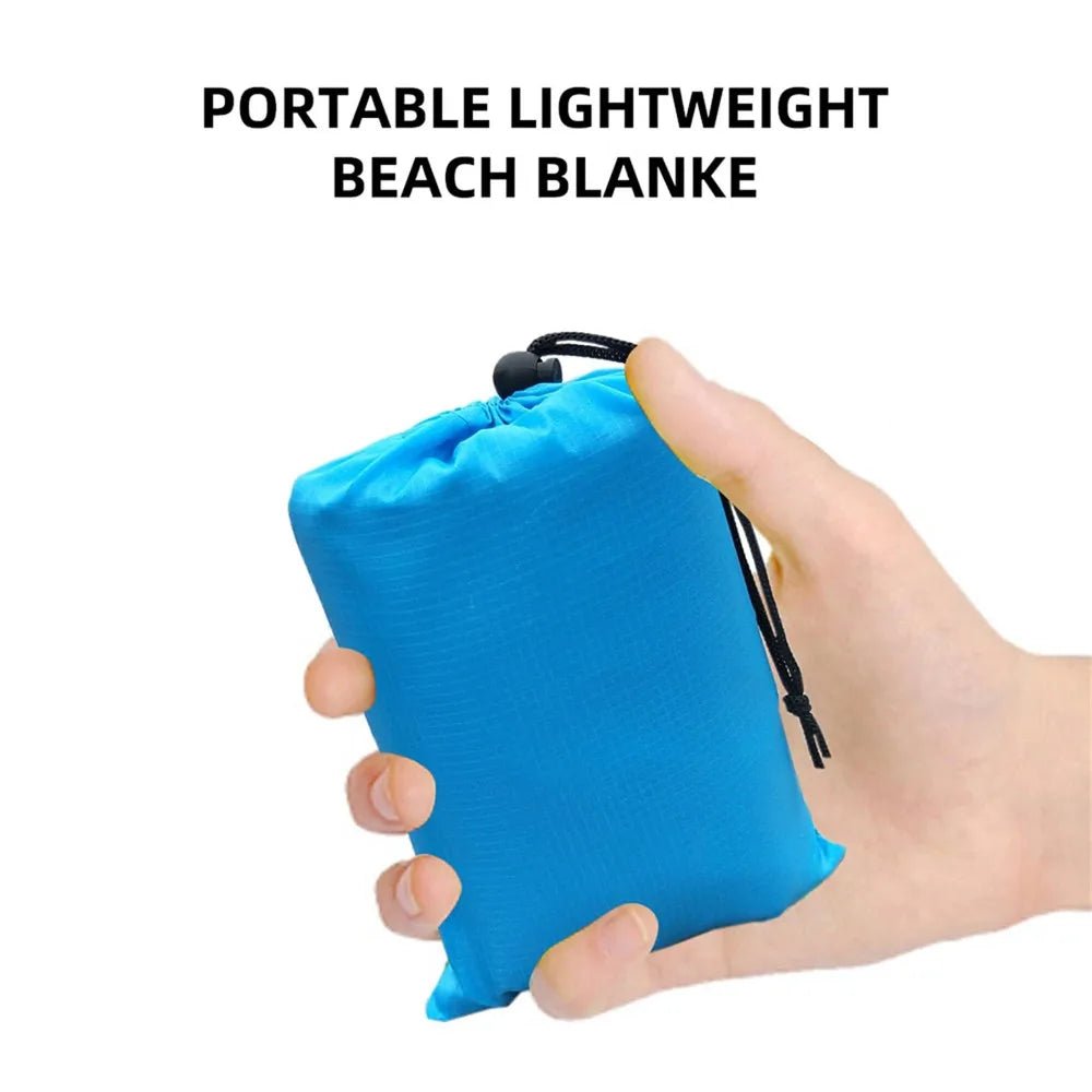 2x2.1m Portable Waterproof Sand Free Pocket Beach Blanket Large Lightweight Foldable Camping Picnic Mat for 4 - 6 Adults Outdoor - Jaazi Intl