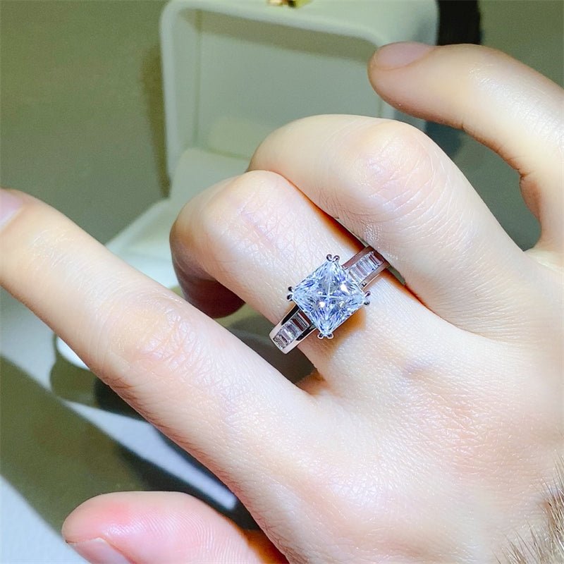 3 Carat Moissanite 925 Sterling Silver Square Shape Ring - Jaazi Intl