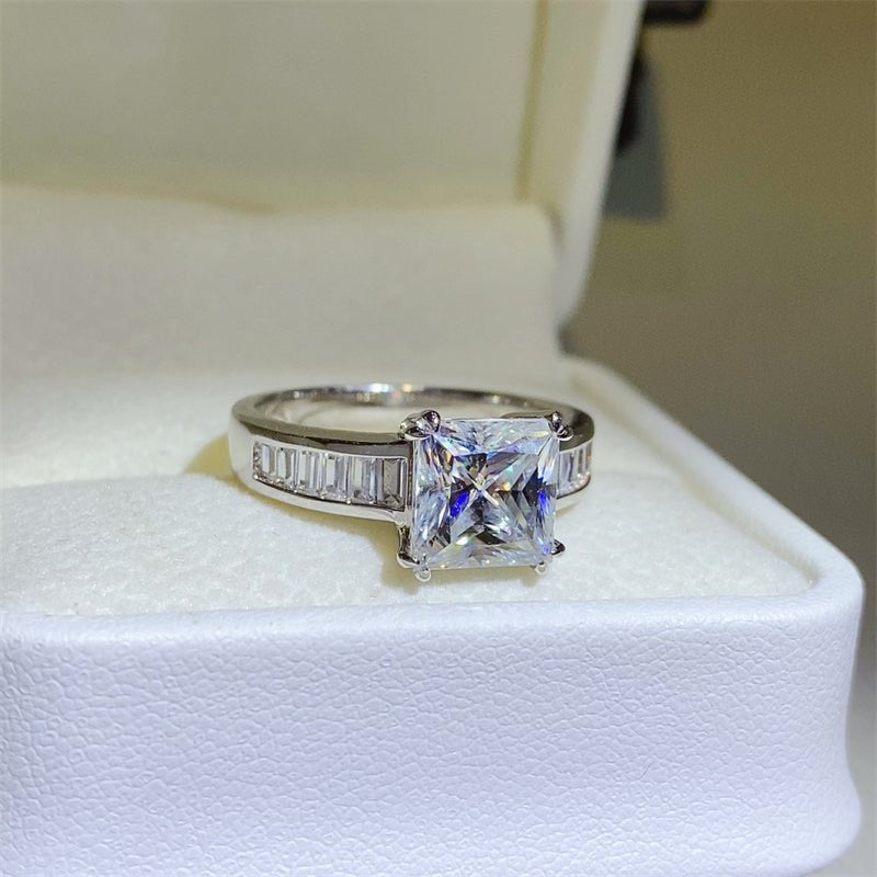 3 Carat Moissanite 925 Sterling Silver Square Shape Ring - Jaazi Intl