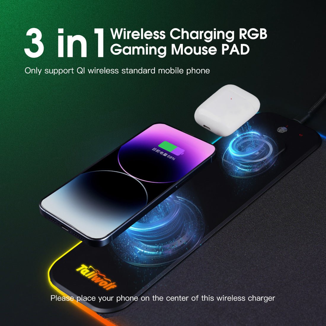 3 - in - 1 Magnetic Wireless Charger Mouse Pad - Jaazi Intl