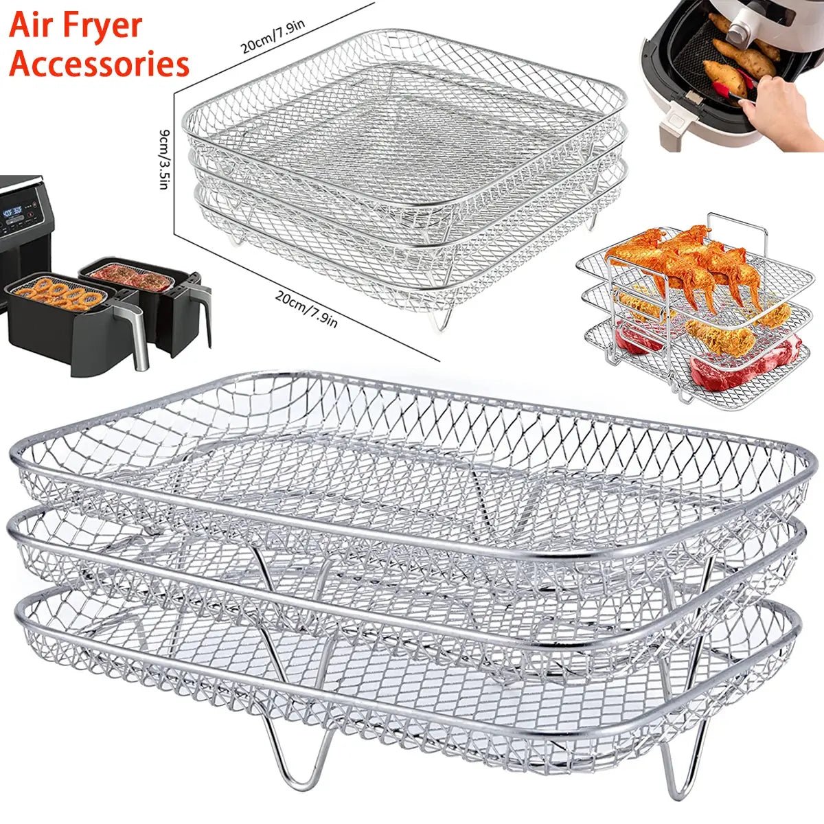 3-layers Air Fryer Rack - Jaazi Intl