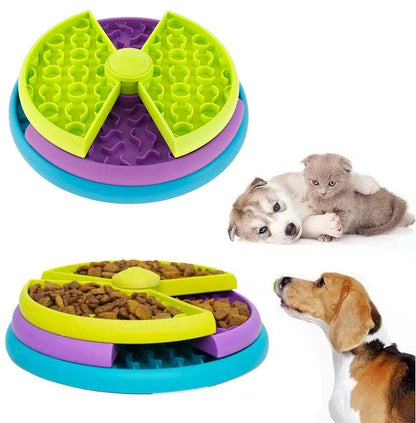 3 Layers Pet Dog Slow Feeder Bowl Spin Non Slip Puzzle Bowl Anti - Gulping Pet Slower Food Feeding Dishes Dog Bowl for Medium Smal - Jaazi Intl