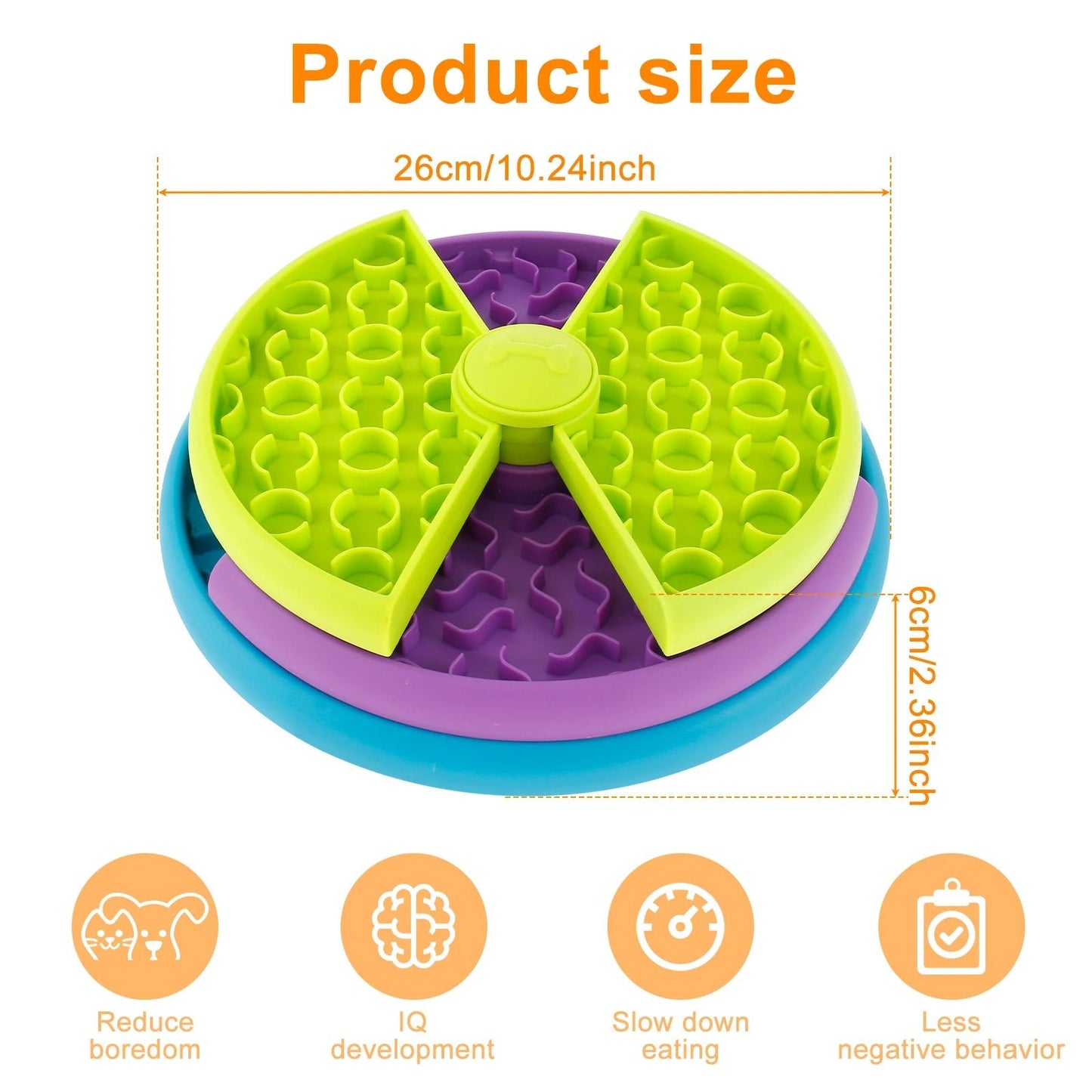 3 Layers Pet Dog Slow Feeder Bowl Spin Non Slip Puzzle Bowl Anti - Gulping Pet Slower Food Feeding Dishes Dog Bowl for Medium Smal - Jaazi Intl