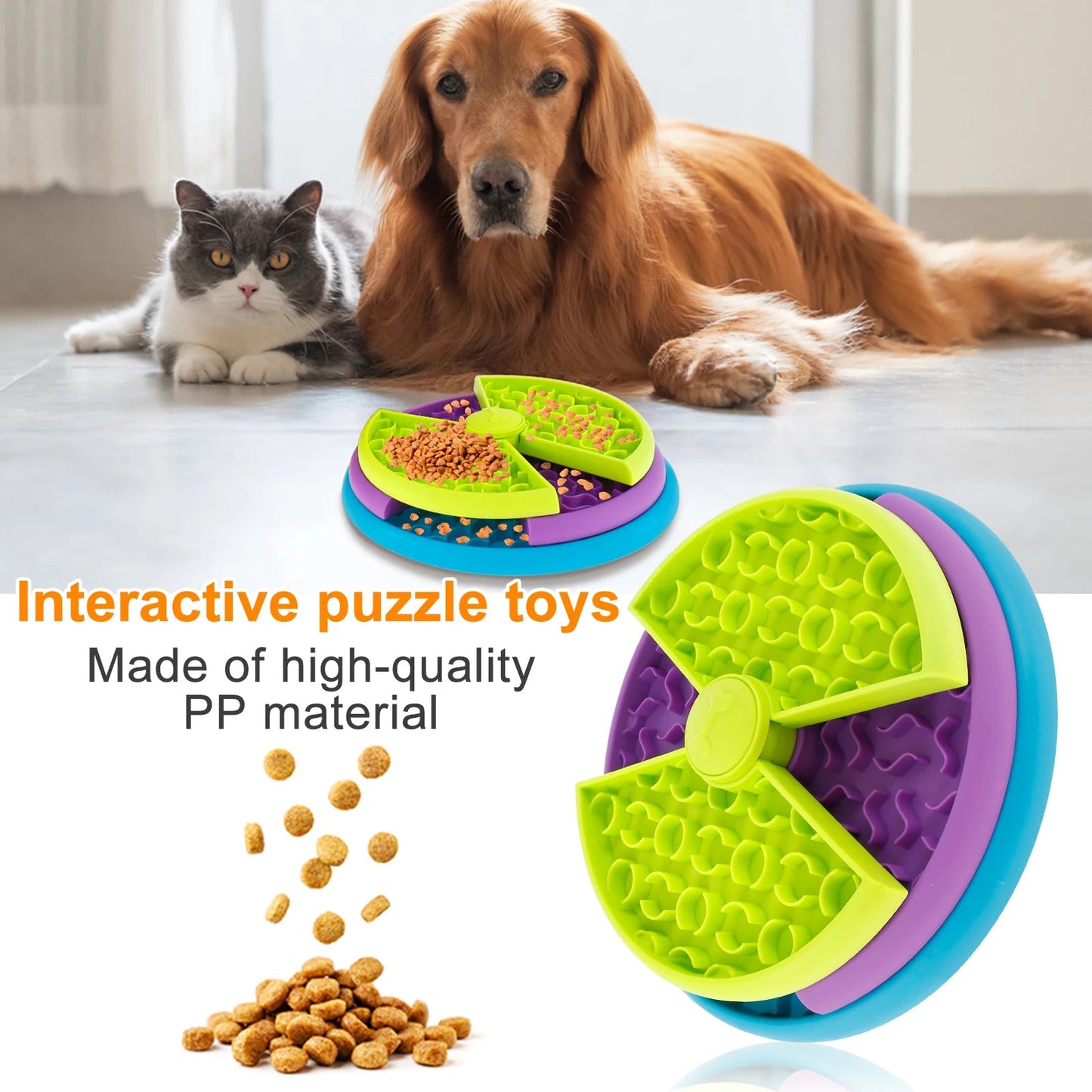 3 Layers Pet Dog Slow Feeder Bowl Spin Non Slip Puzzle Bowl Anti - Gulping Pet Slower Food Feeding Dishes Dog Bowl for Medium Smal - Jaazi Intl