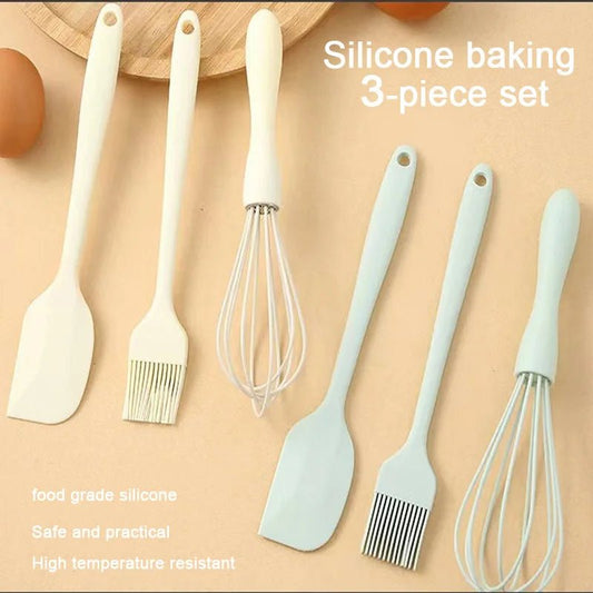 3 pieces baking set Food grade silicone heat resistant cream scraper egg beater Grease brush kitchen tool cake baking tools - Jaazi Intl