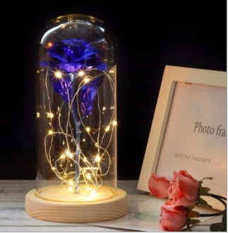 Muttertagsgeschenk, für immer verzauberte Rosenblume in Glas, LED-Licht, Heimdekoration