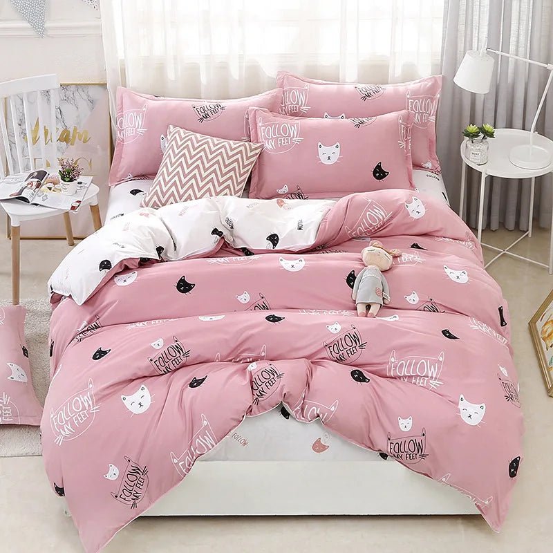 3/4pcs Bedding Set Pink Strawberry Fashion Bed Sheets Queen Size Luxury Bedding Set bed Sheet Sets Duvet Cover Set King Size - Jaazi Intl