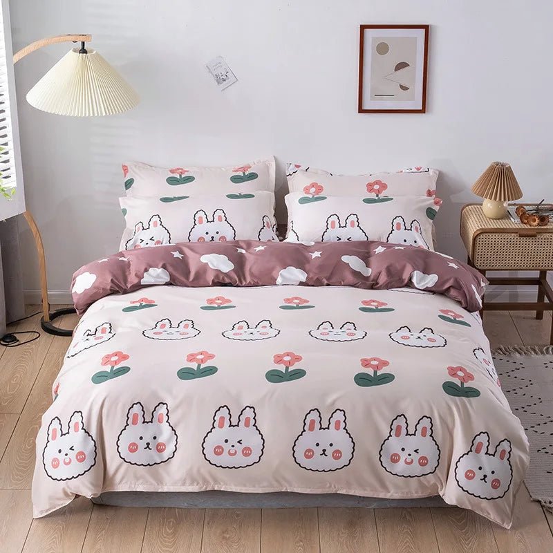 3/4pcs Bedding Set Pink Strawberry Fashion Bed Sheets Queen Size Luxury Bedding Set bed Sheet Sets Duvet Cover Set King Size - Jaazi Intl