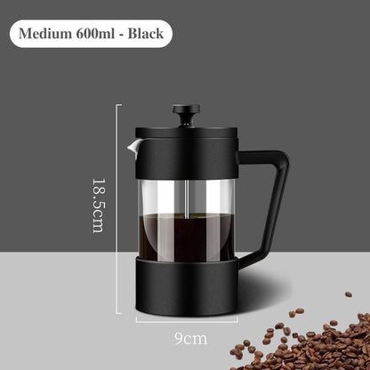 350ML/600ML/1000ML French Press Coffee Maker High Borosilicate Glass House Coffee Brewer Milk Foam Frother Barista Tea Maker - Jaazi Intl