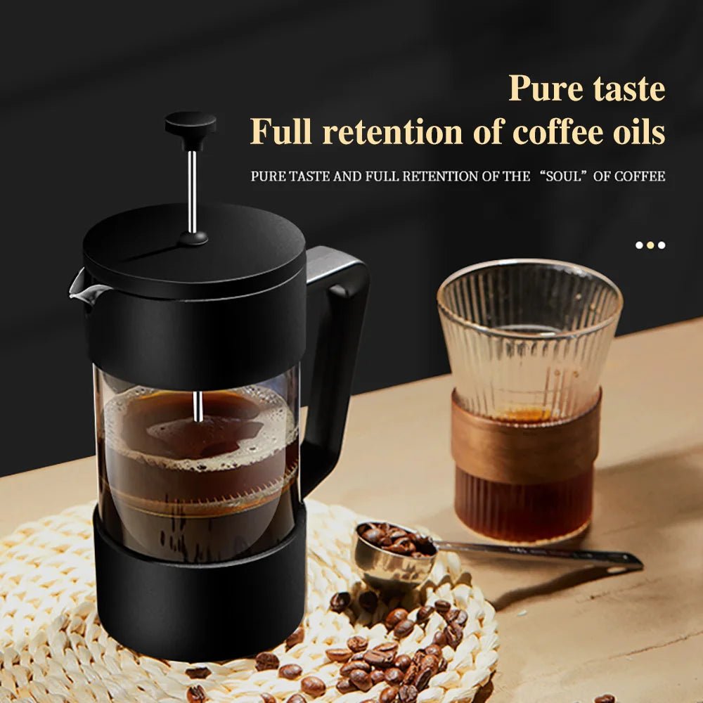 350ML/600ML/1000ML French Press Coffee Maker High Borosilicate Glass House Coffee Brewer Milk Foam Frother Barista Tea Maker - Jaazi Intl