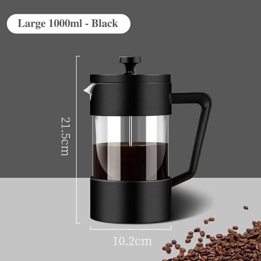 350ML/600ML/1000ML French Press Coffee Maker High Borosilicate Glass House Coffee Brewer Milk Foam Frother Barista Tea Maker - Jaazi Intl