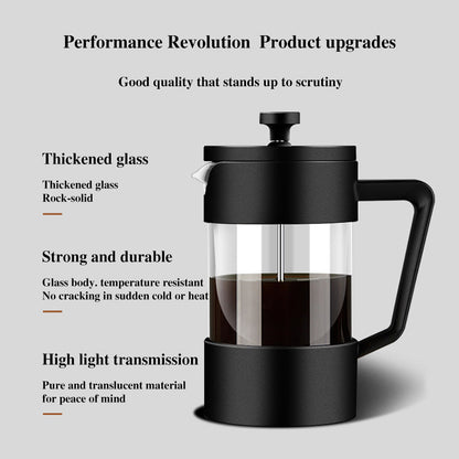 350ML/600ML/1000ML French Press Coffee Maker High Borosilicate Glass House Coffee Brewer Milk Foam Frother Barista Tea Maker - Jaazi Intl