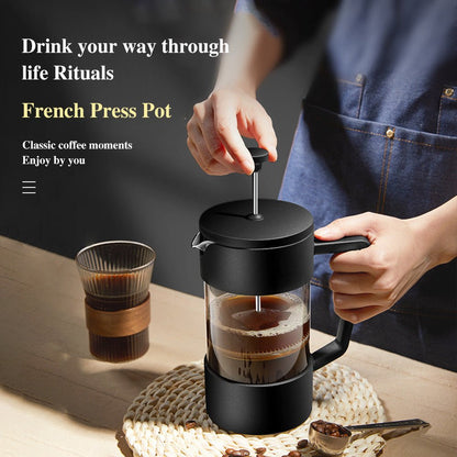 350ML/600ML/1000ML French Press Coffee Maker High Borosilicate Glass House Coffee Brewer Milk Foam Frother Barista Tea Maker - Jaazi Intl