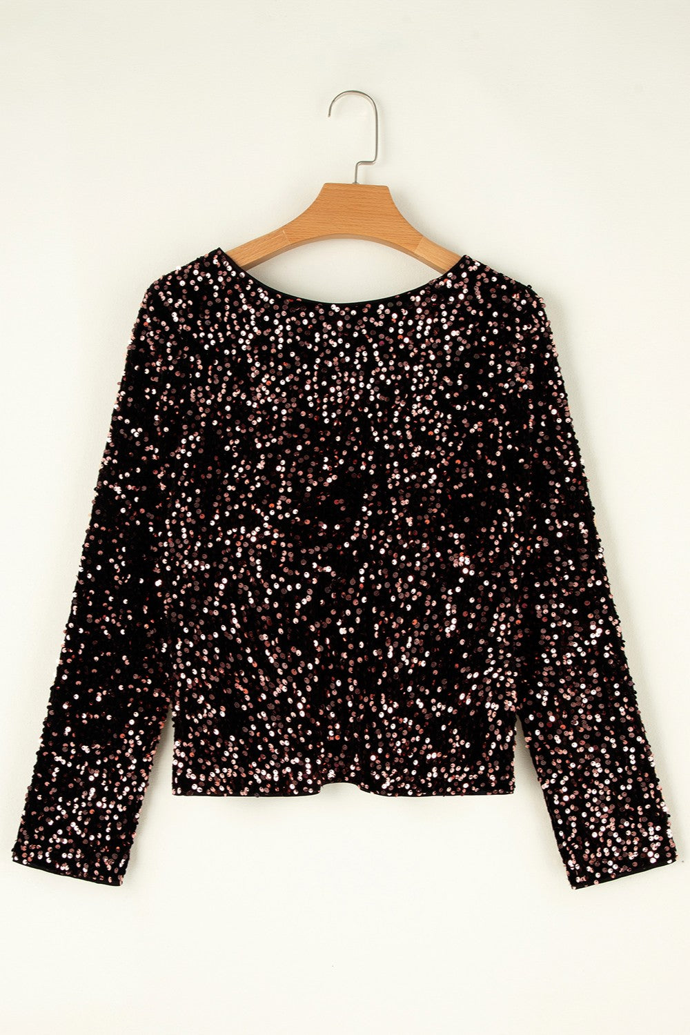 Sequin Round Neck Long Sleeve Blouse