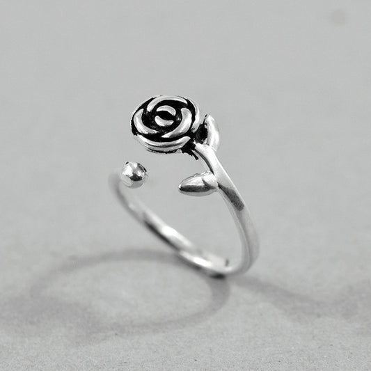 S925 Sterling Silber Rose Vintage Ring