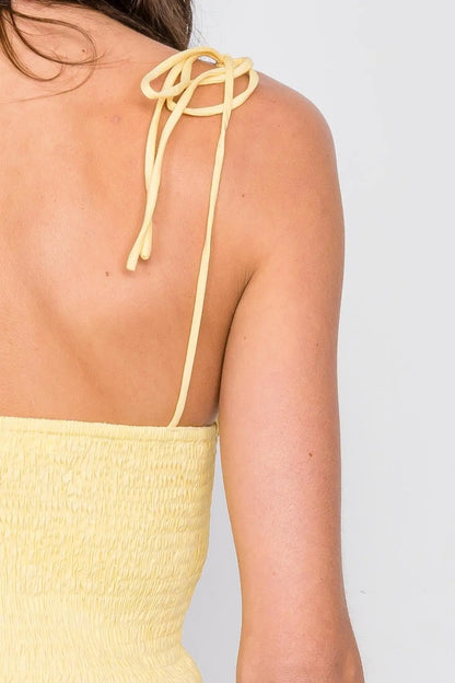 Yellow Ruched Bustier Elasticized Crop Top /3-2-1