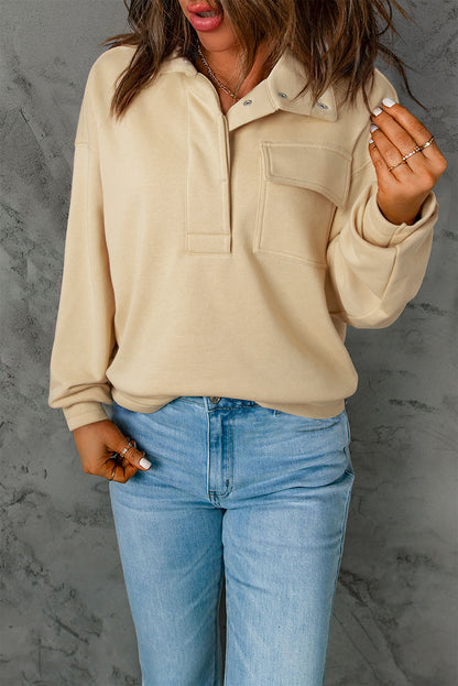 Half Snap Long Sleeve Sweatshirt