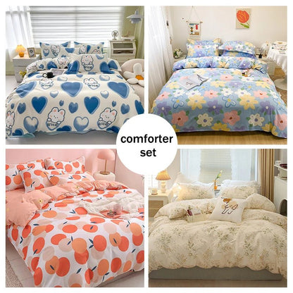 3pcs Bedding Printing Skin - friendly Cotton Quilt Cover Student Dormitory Home Single And Double Bed Quilt Cover Pillowcase - Jaazi Intl