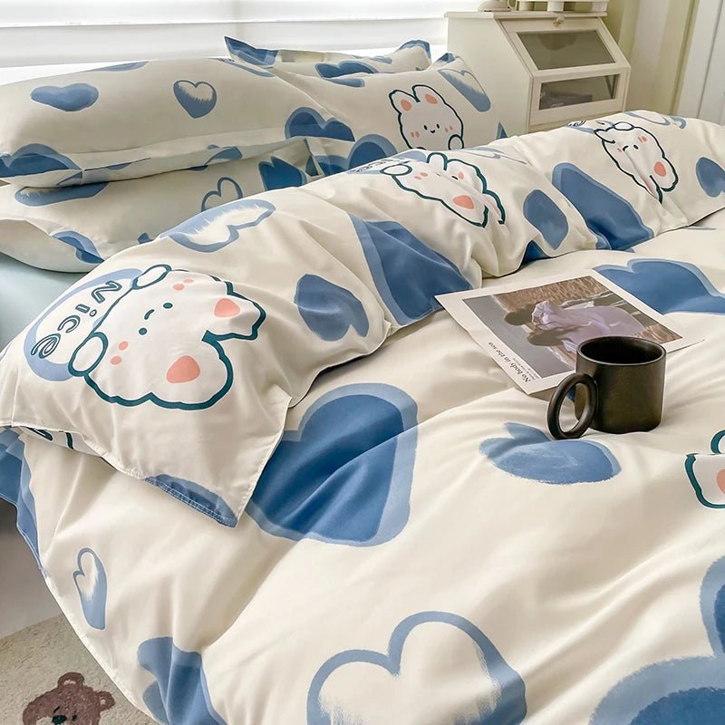 3pcs Bedding Printing Skin - friendly Cotton Quilt Cover Student Dormitory Home Single And Double Bed Quilt Cover Pillowcase - Jaazi Intl