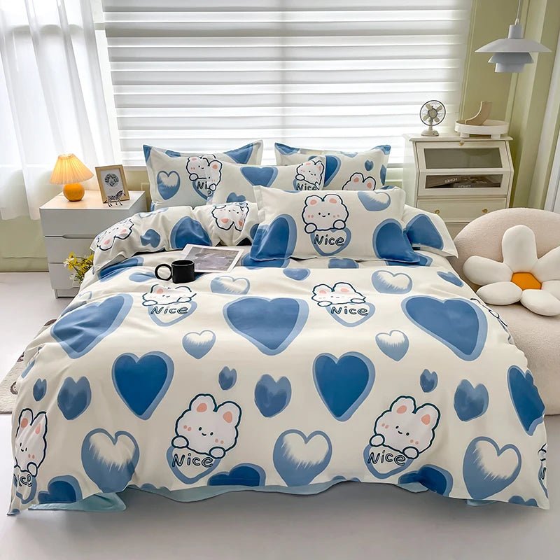 3pcs Bedding Printing Skin - friendly Cotton Quilt Cover Student Dormitory Home Single And Double Bed Quilt Cover Pillowcase - Jaazi Intl