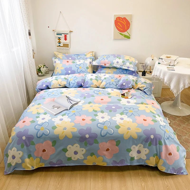 3pcs Bedding Printing Skin - friendly Cotton Quilt Cover Student Dormitory Home Single And Double Bed Quilt Cover Pillowcase - Jaazi Intl