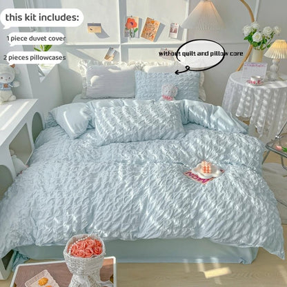 3pcs Soft Duvet Cover Set (1*Duvet Cover + 2*Pillowcase, Without Core), Bubble grid Print Bedding Set, Soft Comfortable - Jaazi Intl