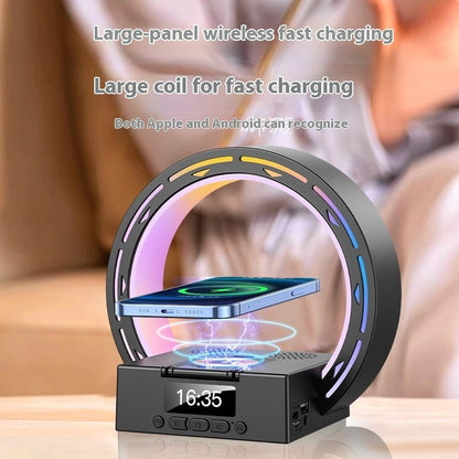 4 In 1 Wireless Bluetooth Speaker Charging Pad Bedside Lamp With Alarm Clock Wake - Up Light For Bedroom Support USB Drive TF Card - Jaazi Intl