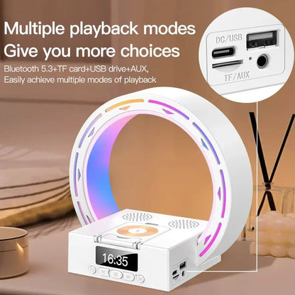 4 In 1 Wireless Bluetooth Speaker Charging Pad Bedside Lamp With Alarm Clock Wake - Up Light For Bedroom Support USB Drive TF Card - Jaazi Intl