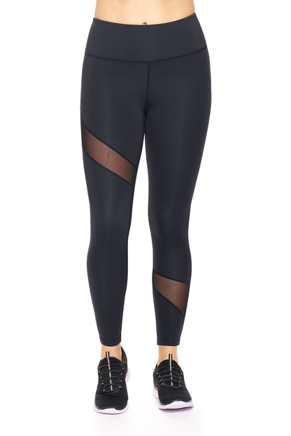 Women's High-Waist Asymmetric Mesh Panel Leggings