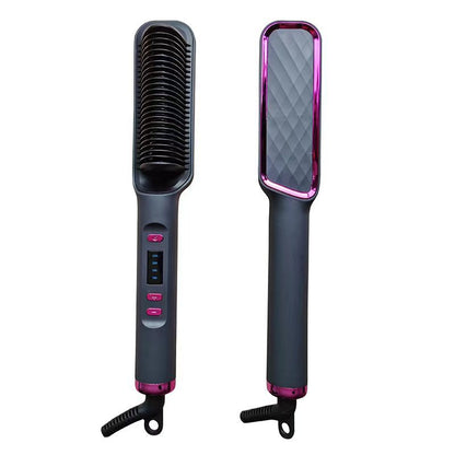 Peigne à cheveux raides, Lcd, bâton de friser pour personne paresseuse à ions négatifs domestiques, salon de coiffure à double usage, lisseur électrique