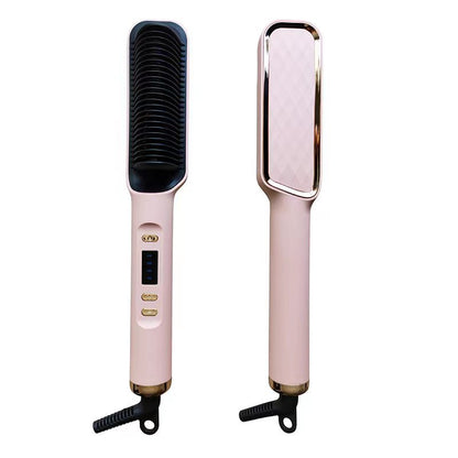 Peigne à cheveux raides, Lcd, bâton de friser pour personne paresseuse à ions négatifs domestiques, salon de coiffure à double usage, lisseur électrique