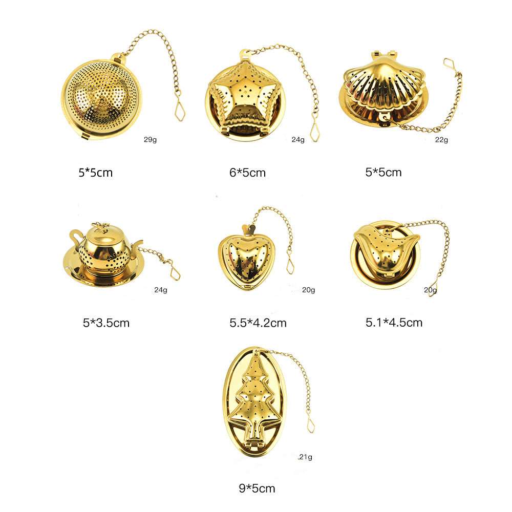 Gold Pendant Chain Tea Ball Stainless Steel Filtration Office Tea Making Device