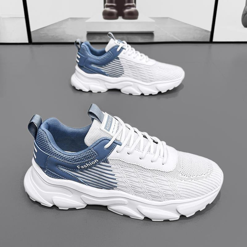 Chaussures pour hommes avec Surface en maille respirante en été, course, loisirs et petites chaussures blanches tendance qui augmentent la hauteur