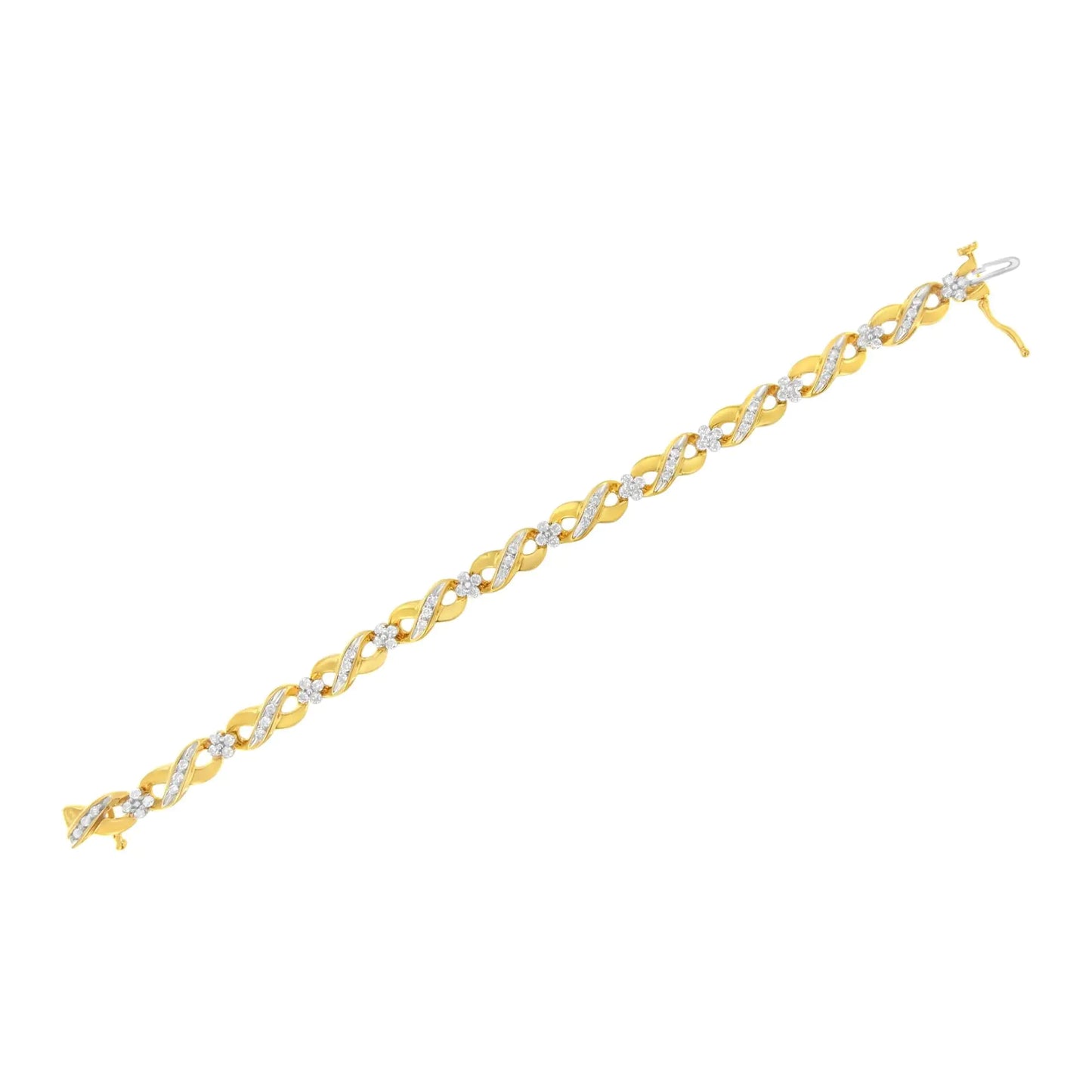 10K Yellow Gold Round-Cut Diamond Infinite Love Bracelet (1.00 cttw, I-J Color, I2-I3 Clarity)