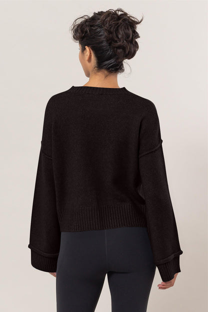 HYFVE Round Neck Dropped Shoulder Ribbed Sweater